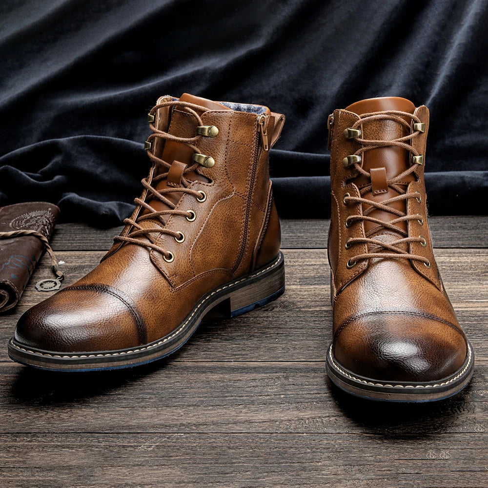 hecrafted Herren Retro Boots 2023 – Komfortable Leder Ankle Boots für Frühling & Herbst, Größen 7–13