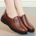 YanCloud Damen Leder Loafers – Bequeme Slip-On Flats mit 3 cm Absatz, atmungsaktive Mokassins für Alltag & Autofahren