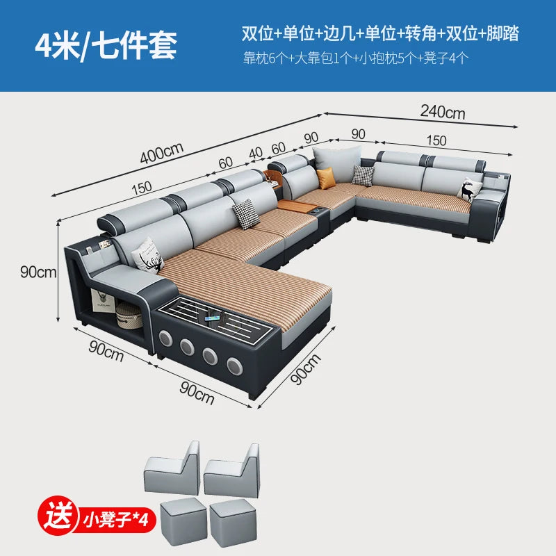 Designer Luxus Ledersofa – Modernes, erweiterbares Center-Seater & Sectional Sofa aus Echtleder für exklusive Wohnräume