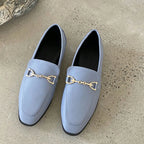 Comemore Damen Loafers – Slip-On Flats aus Mikrofaser, britischer Stil mit Metallakzent, runde Zehen, Frühling & Herbst