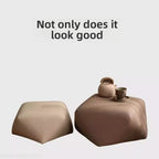 Moderner achteckiger Fußhocker aus PU-Leder – Vielseitiger Sitzhocker mit Massivholz-Basis für Wohnzimmer & Schlafzimmer