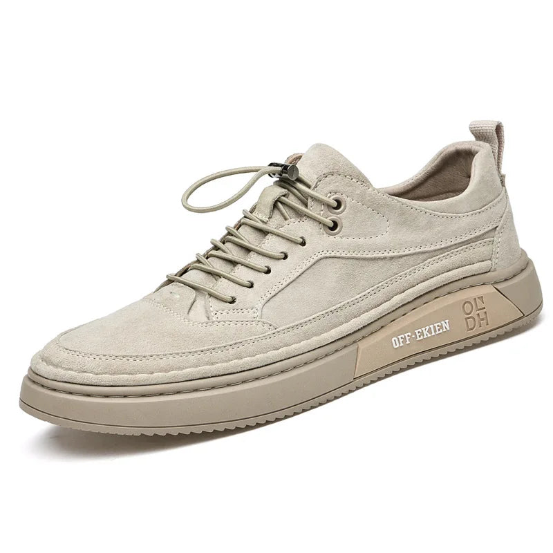 COZOK Zapatillas de deporte de cuero para hombre – Zapatillas informales con plataforma, suelas de PU blancas, sin cordones y con cordones para todas las etiquetas y frecuencias