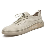 COZOK Zapatillas de deporte de cuero para hombre – Zapatillas informales con plataforma, suelas de PU blancas, sin cordones y con cordones para todas las etiquetas y frecuencias