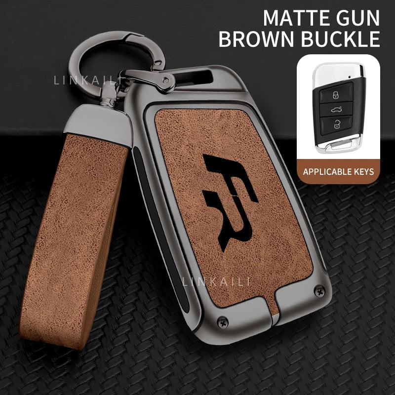 Premium Autoschlüssel Hülle aus Zinklegierung & Leder für SEAT – High-End Key Case Cover für Ateca, Leon FR 2 & Ibiza