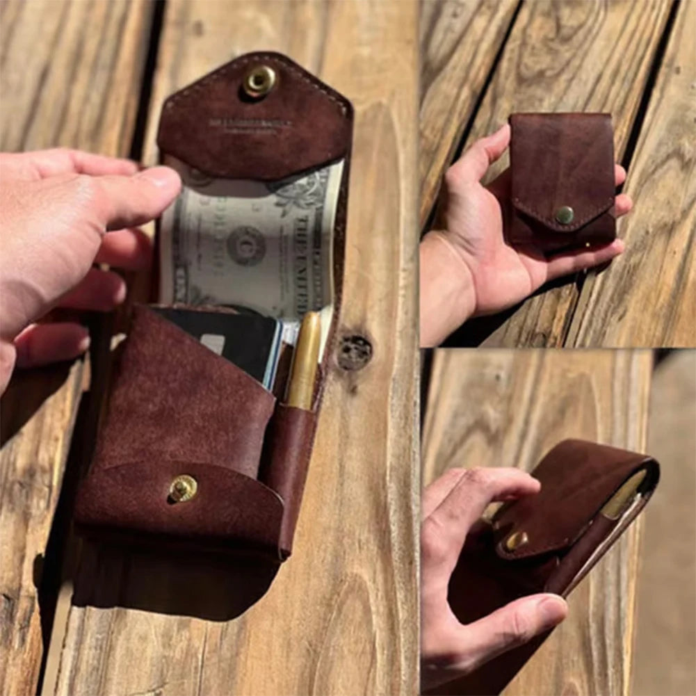 APWIKOGER Multifunktionale Leder-Geldbörse - Cartera delgada con funda rígida, clip de identificación y funda protectora para todas las etiquetas y etiquetas