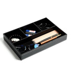 PU Leder Ablageschale mit 5 Fächern – Robuster Nightstand & Desktop Organizer für Schlüssel, Brille & Schreibwaren