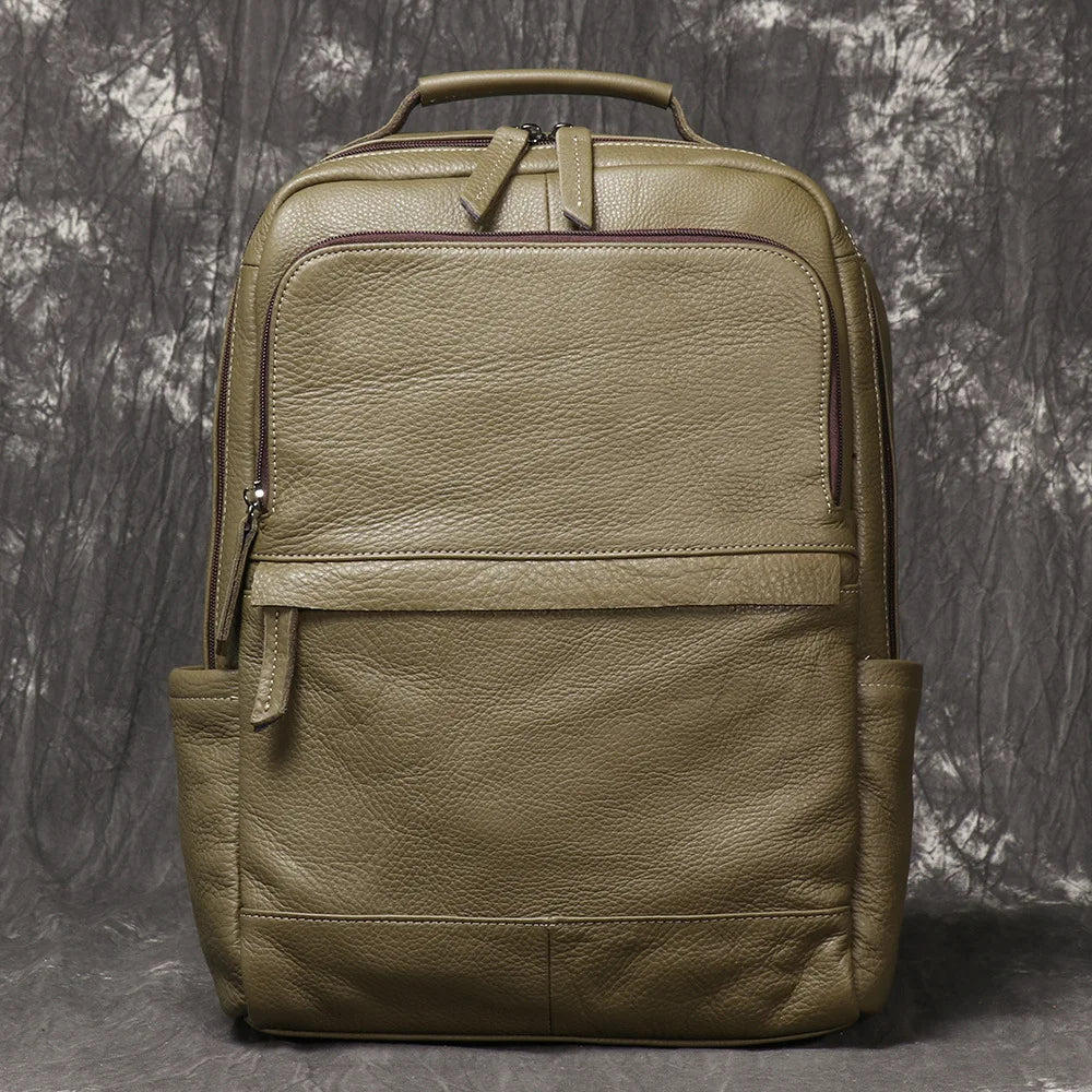LEATHFOCUS Vintage Leder Rucksack Herren – Mochila cruzada elegante para portátil de 15 pulgadas, exterior, tamaño y tamaño 