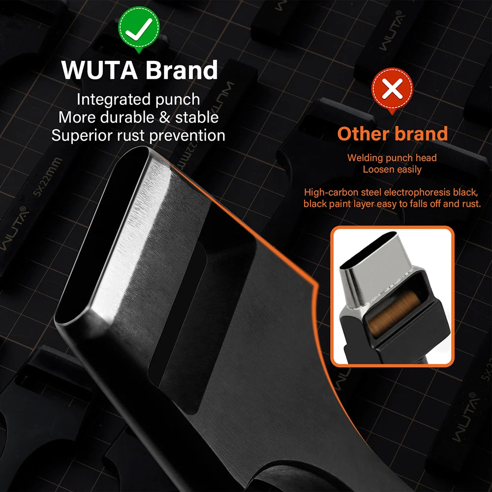 WUTA Ovaler Lederloch Stanzer – Schwerlast Oblong Punch aus Edelstahl für Gürtel, Riemen & Uhrenarmbänder (25 Größen)