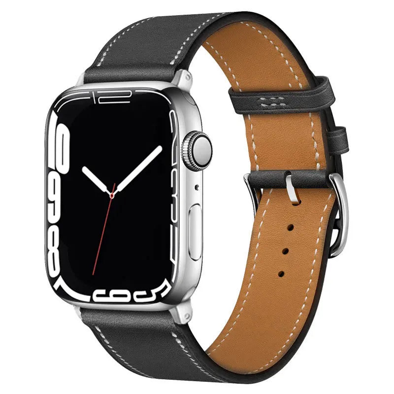 Echtes Lederarmband für Apple Watch – Hochwertiges iWatch Armband 38–49 mm für Series SE, 3–10 & Ultra mit Metallschließe