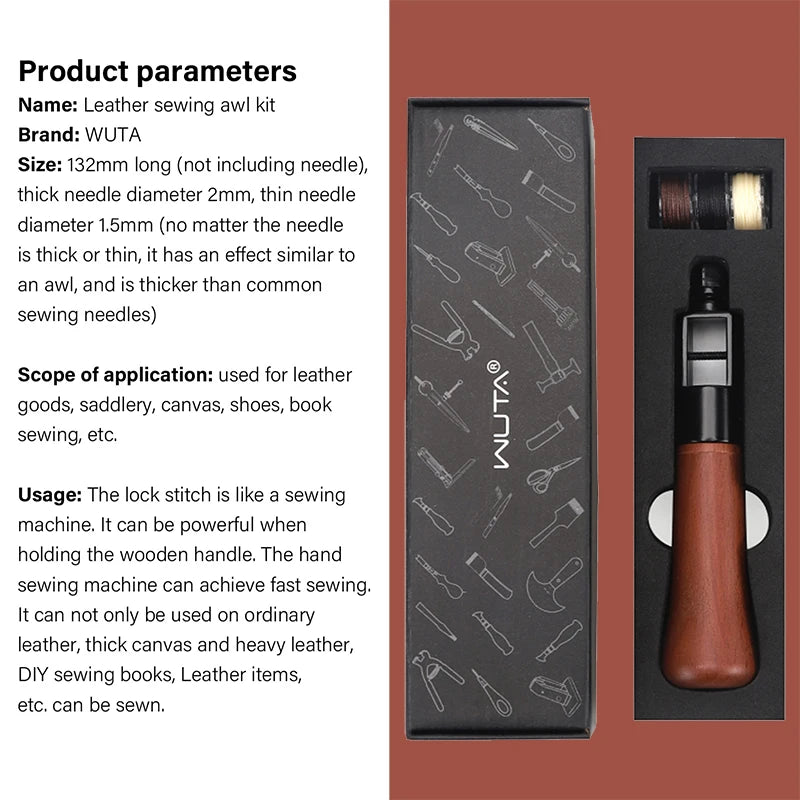 WUTA Leder Handnähmaschine Speedy Stitcher – Profi Nähahle Set für Leder, Canvas & Reparaturen
