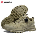 Baasploa Herren Wanderschuhe – Baskets d'extérieur en cuir, imperméables, festives, confortables pour le trail, la marche et les promenades