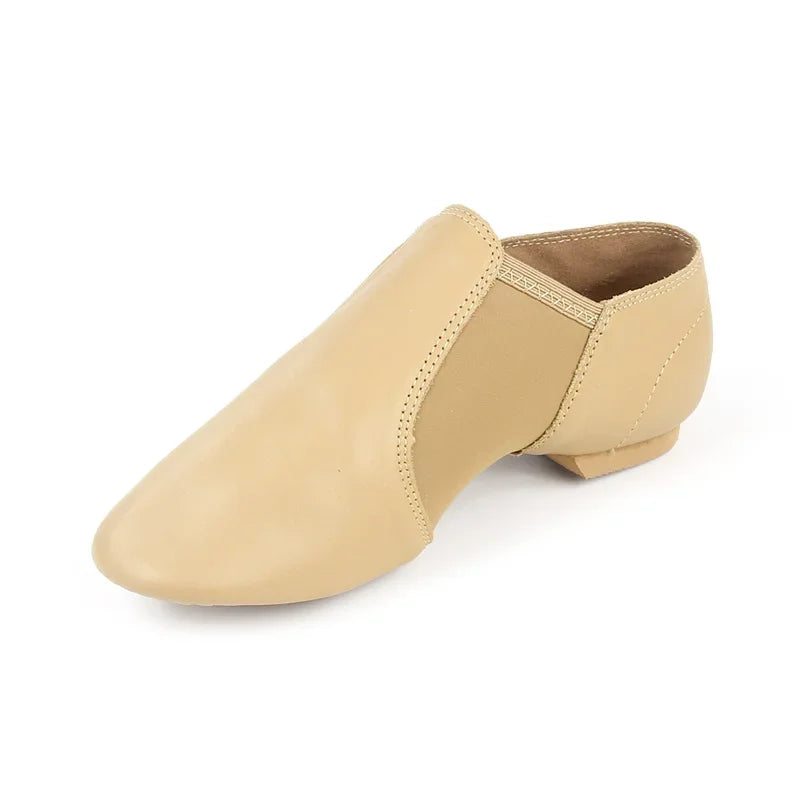 Chaussures de danse jazz en cuir véritable – Chaussures de sport à enfiler pour enfants, femmes et hommes, idéales pour le jazz, la salsa, le ballet et la danse 