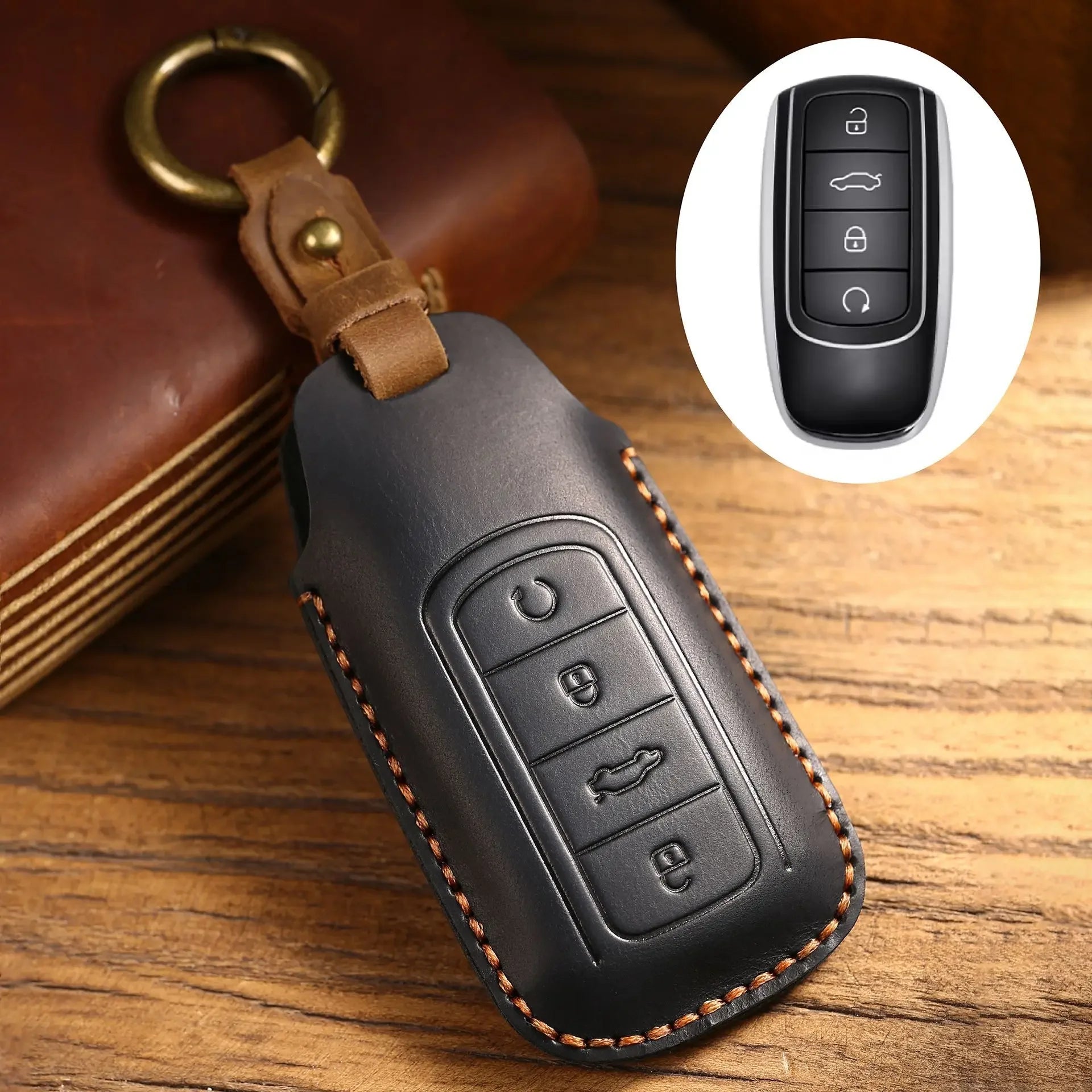Luxuriöse Leder Autoschlüssel Hülle für Chery Omoda & Tiggo – Premium Key Case mit Schlüsselanhänger für Omoda 5/C5, Tiggo 7/8 Pro Max, Arrizo 5 Plus