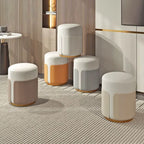 Runder Leder Sitzhocker – Kleiner niedriger Sofa- & Beistellhocker für Wohnzimmer, Lounge & Kaffeebereich