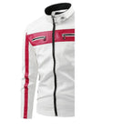 Chaqueta de motociclista de cuero PU para hombre con Stehkragen – Diseño Farbblock, chaqueta de motociclista ligera en estilo casual para mujeres y hierbas