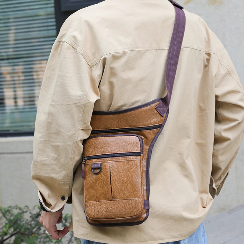 Multifunktionale Herren Bein- & Hüfttasche aus PU-Leder – Outdoor Sporttasche als Waist-, Crossbody- & Leg Bag für Wandern & Alltag