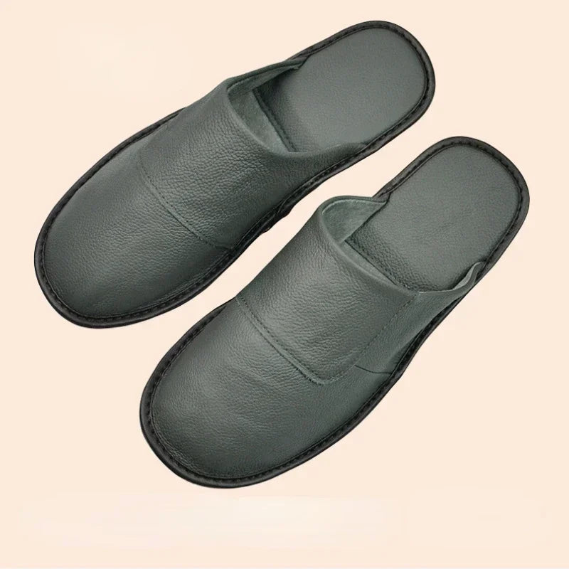 XIHAHA Leder Hausschuhe Herbst/Winter – Unisex Indoor Slipper aus echtem Rindsleder, bequem & schlicht, bis Größe 46