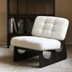 Massivholz Einzelsessel im asiatisch-nordischen Stil – Retro Akzentstuhl mit Öl-Wachs-Leder-Optik für entspanntes Wohnen