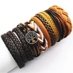 10er Set Lederarmbänder Unisex – Handgefertigte schwarze Wickelarmbänder im Casual & Sporty Style, größenverstellbar