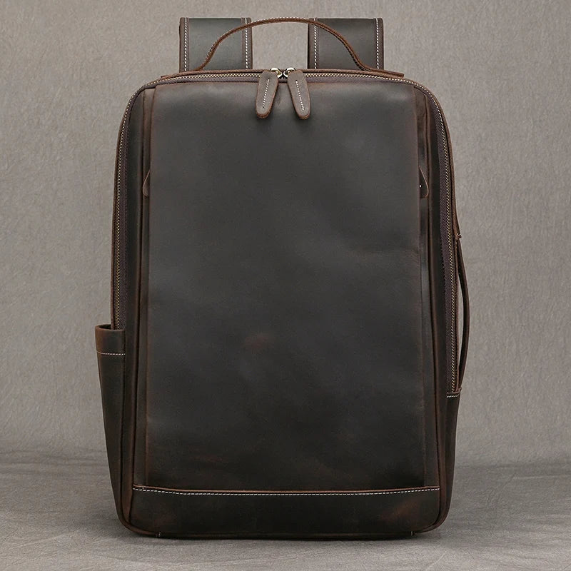 NEWSBIRDS Business Leder Rucksack Herren – Laptop Daypack aus echtem Rindsleder mit USB-Ladeanschluss