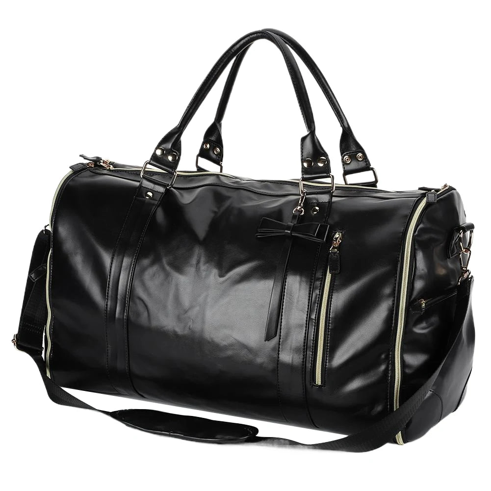 PU Leder Travel Garment Bag – Große Kapazität Duffle Bag, faltbare Anzugtasche mit Multi-Pockets für Business und Reisen