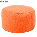 OTAUTAU Runder Sitzpouf aus Baumwoll-Leinen (30 cm) – Bean Bag Ottoman mit Füllung, minimalistischer Fußhocker & Tatami Bodensitz