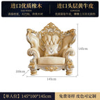 Elegantes Echtleder Sofa mit Massivholzrahmen – Luxuriöses Lounge Sofa im europäischen Stil für Wohnzimmer & Apartment