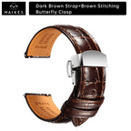 MAIKES Brassard de luxe en cuir avec dégagement rapide - Brassard Premium 20 mm / 21 mm / 22 mm avec fermeture papillon pour brassard élégant