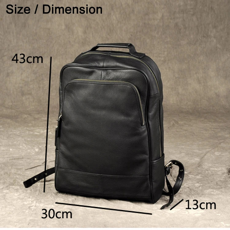 FANCODI Herren Leder Rucksack Schwarz – Hochwertiger Business & Schulrucksack aus Echtleder mit großem Stauraum