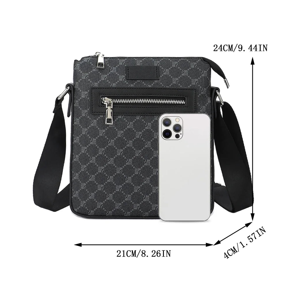 Unisex Ein-Schulter Crossbody Bag – PU-Leder Umhängetasche, Kleine Quadratische Messenger Bag für Herren, Casual & Business