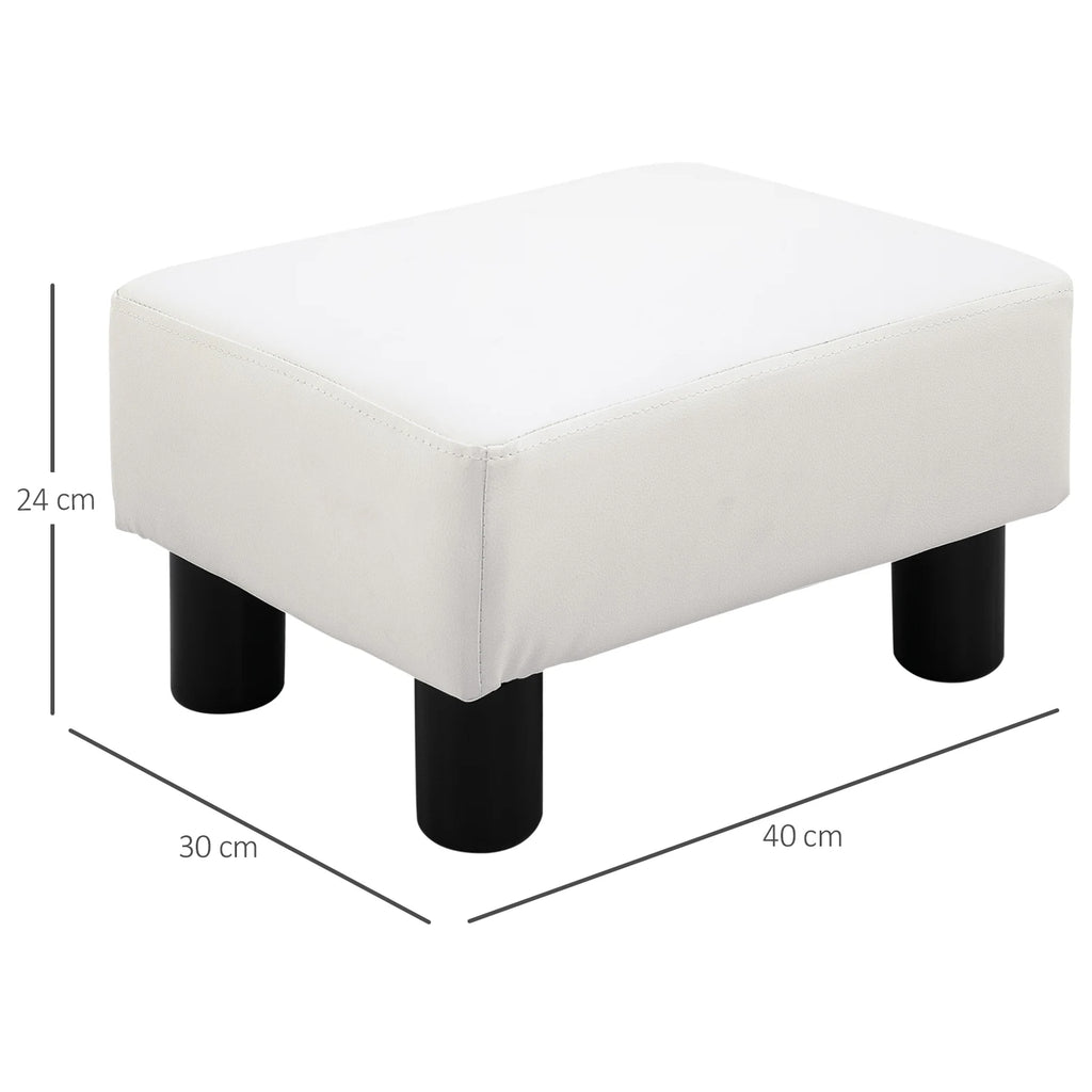 HOMCOM Ottoman Fußhocker aus Kunstleder – Gepolsterter Sitzhocker 40×30×24 cm en Weiß 