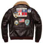 Herren G1 Fliegerlederjacke aus 100 % Rindsleder – Gefütterte Military Lederjacke mit Stehkragen für den Winter 