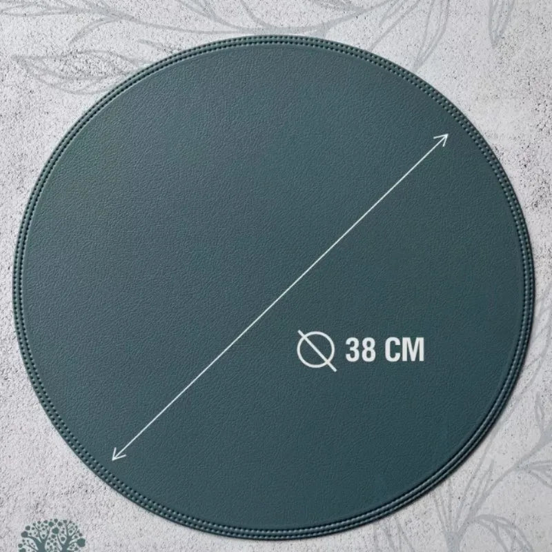 Runde schwarze Kunstleder Tischsets – Geprägte PU-Platzmatten im American Style für Esstisch & festliche Dekoration (1/4/6 Stück)