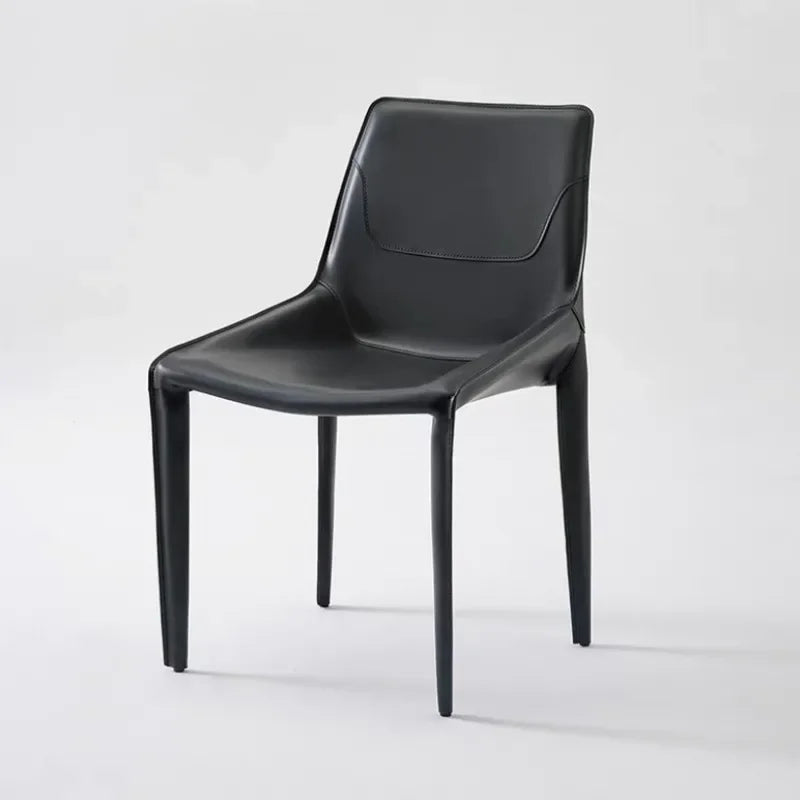 Moderner Esszimmerstuhl 2er-Set aus Sattelleder – Italienischer Designer-Dining Chair mit Lederoptik & Metallgestell im minimalistischen Luxus-Stil