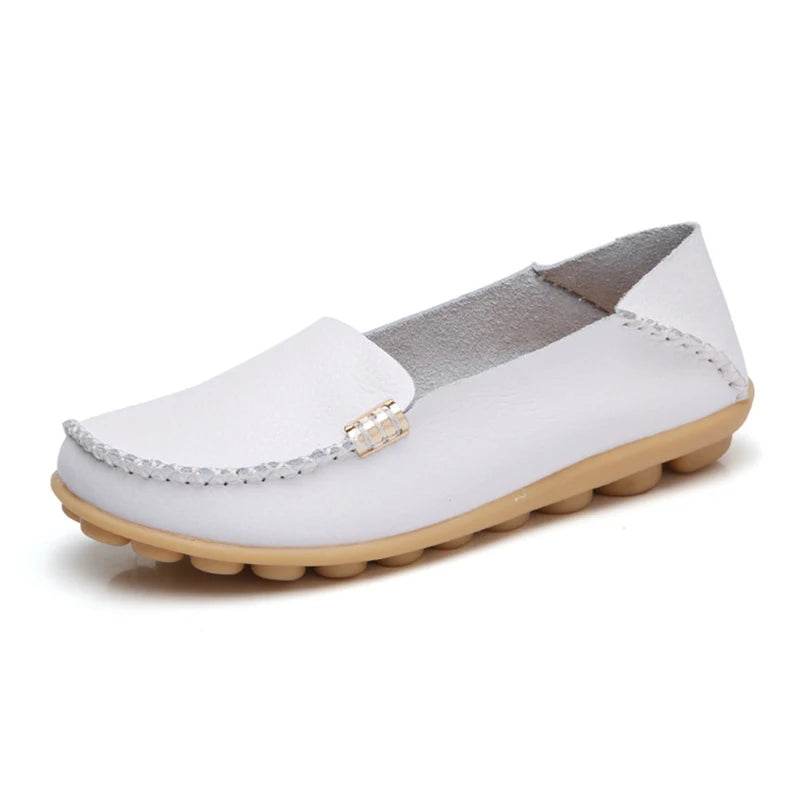 KUIDFAR Damen Flats 2024 – Bequeme Slip-On Loafers aus echtem Leder, Soft Moccasins für Alltag und Freizeit, Plus Size