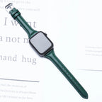 Schmales Lederarmband für Apple Watch – Elegantes Slim Leather Strap für Damen 38–45 mm & Ultra 49 mm mit Metallschließe