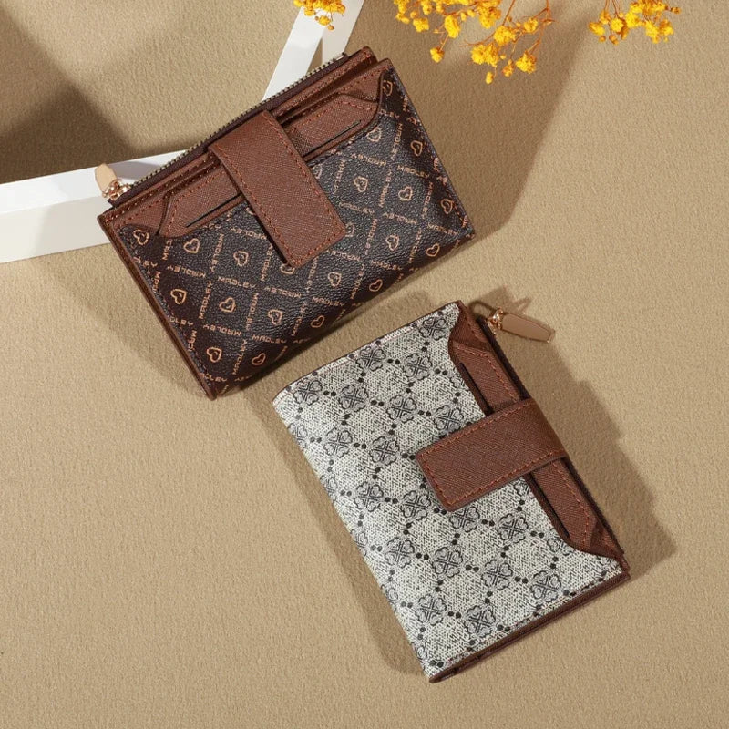 MADLEY Damen Geldbörse Vintage – Kurze Bifold Wallet aus PU-Leder mit Münzfach, Kartenhalter &amp; Reißverschluss 