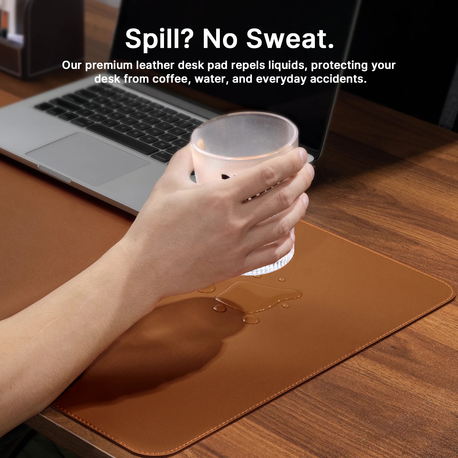 Große Leder Schreibtischunterlage mit genähten Kanten – Rutschfeste PU Leder Desk Mat & Mousepad für Büro, Homeoffice & Schule