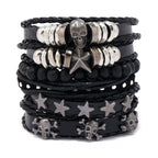 Viking Lederarmband mit Totenkopf – Verstellbares Herren- & Unisex Armband im Neo-Gothic Stil, Geflochtenes Lederarmband