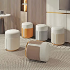 Runder Leder Sitzhocker – Kleiner niedriger Sofa- & Beistellhocker für Wohnzimmer, Lounge & Kaffeebereich