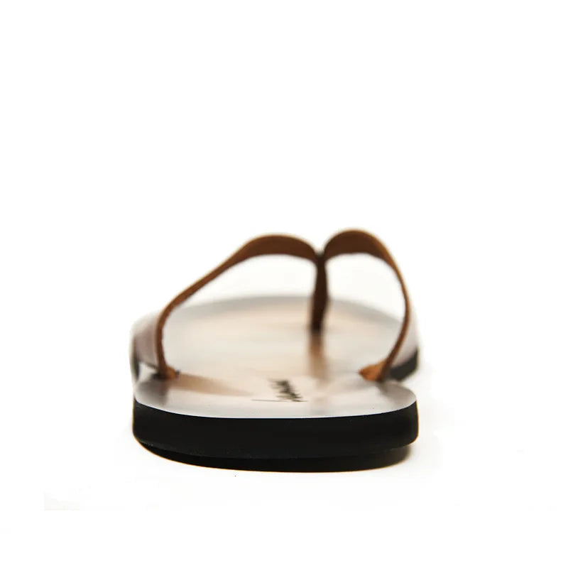 ZXQ Herren Luxus Leder Flip-Flops – Echtes Rindsleder, Sommer Beach Sandalen, Stilvolle Casual Slipper für Männer