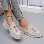 Damen Retro Slip-On Schuhe aus weichem Leder – Bequeme Lazy Shoes mit dicker Sohle & flachem Absatz für Alltag & Freizeit