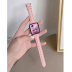 Schmales Lederarmband für Apple Watch – Elegantes Slim Leather Strap für Damen 38–45 mm & Ultra 49 mm mit Metallschließe