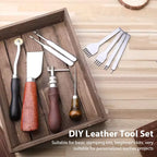 Professionelles Leder Craft Werkzeugset – Handnäh- &amp; Reparaturset mit Nahtkanal-Groovern, Stichrad &amp; Schnitzwerkzeugen