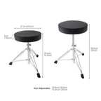 Höhenversstellbarer Drum Hocker aus PU-Leder – Gepolsterter Schlagzeugstuhl mit Edelstahl-Dreibein für Anfänger &amp; Erwachsene 