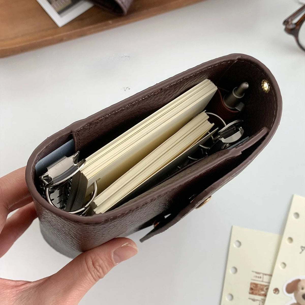 Vintage Leder-Notizbuch A7/M5 – Dreifach gefaltet, weich & nachfüllbar