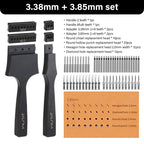 WUTA Multifunktionaler Leder Lochstanzer – Austauschbares Stich- & Lochwerkzeug mit Rund-, Diamant-, Oliven- & French-Style Köpfen