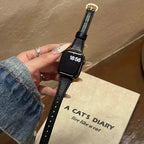 Elegante pulsera de cuero con bucle para Apple Watch de mujer – Correa de cuero de gran calidad de 38–46 mm y 49 mm para las series 1–11, SE y Ultra