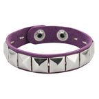 Punk Rock Lederarmband mit Nieten – Einreihiges PU Leder Cuff Armband mit quadratischen Spikes, Unisex Wristband für Damen & Herren