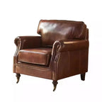 Vintage Leder Sessel im französisch-amerikanischen Stil – Antiker Relaxsessel aus Oil-Wax Leder, Retro Tiger Chair für Wohnzimmer & Lounge